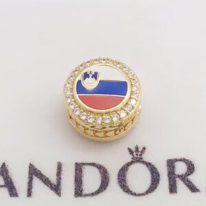 Pandora SLOVENIA Flag pendant Gold-Plated
